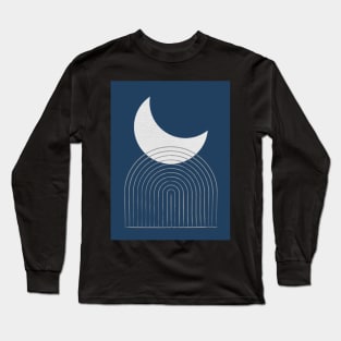 Moon Mountain - Navy - Mid century modern Long Sleeve T-Shirt